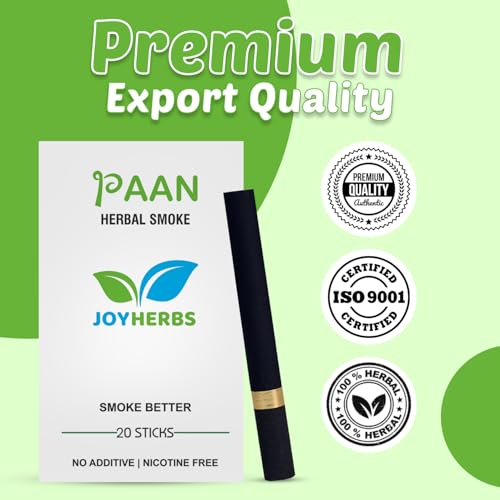 JOYHERBS Herbal Tobacco Free Nicotine Free Cigarettes (40 Sticks) PAAN Flavor | 100% Pure, Non-GMO and Chemical Free, Ayurvedic Product - Made in India