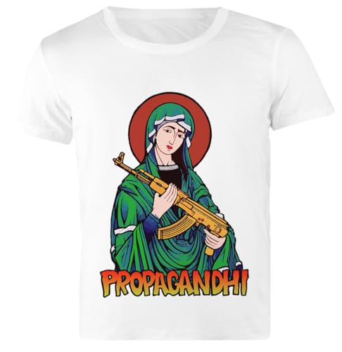 Photo de Zymbatee Propagandhi T-Shirt Blanc pour Hommes, Coupe Classique