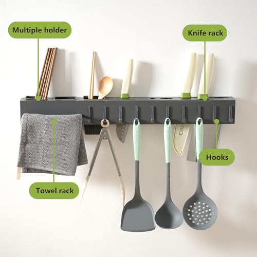 Romorgniz 23.62 Inch Knife Holder Wall Mount Utensil Rack Utensil Wall Organizer for Spoons, Knives, Forks, Chopsticks, Cutlery Holder