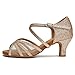 CLEECLI Women's Ballroom Dance Shoes Latin Salsa Dancing Shoes Cross Strap 2.5inch 3inch Heel ZB04(10,Glitter Gold-2.5 Inch Heel)
