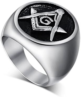 Asma Jewel HouseStainless Steel Silver Big Masonic Religious Ring for Men