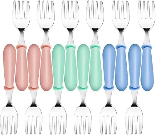 12Pcs Toddler Forks Toddler Utensils,Stainless Steel Baby Forks,Kids Silverware Children's Cutlery Set For Self Feeding,Bpa Free Kids Flatware Metal Forks For Boys Girls Safe Dining(Mixcolor 12 Forks) #TOP9