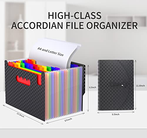Expanding File Folders Accordion File Organizer With 24 Pockets,Accordian Document Folder Letter Size,Expandable Filing Box,Bill,Receipt And Paper Organizer Storage Boxes,Light-Duty,Portable Perfect #TOP5