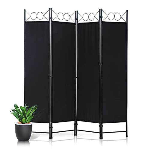 Room Divider,Folding Privacy Screen 4 Panels Portable wall Divider Partition Room Dividers for Home Office Room Separation,Black