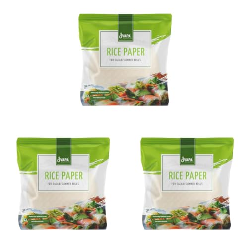 Image of Jvapa Rice Paper Sheet - 100gms (Gỏi cuốn) | Round | 22 cm | Gluten-Free | Perfect for Salad roll, Summer roll, Fresh spring roll (Pack of 3)
