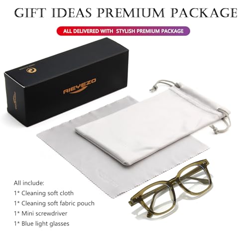 Image of AIEYEZO Fashion Blue Light Glasses for Women Men Retro Anti-Blue Light Eyeglasses TR90 Square Frame Computer Glasses