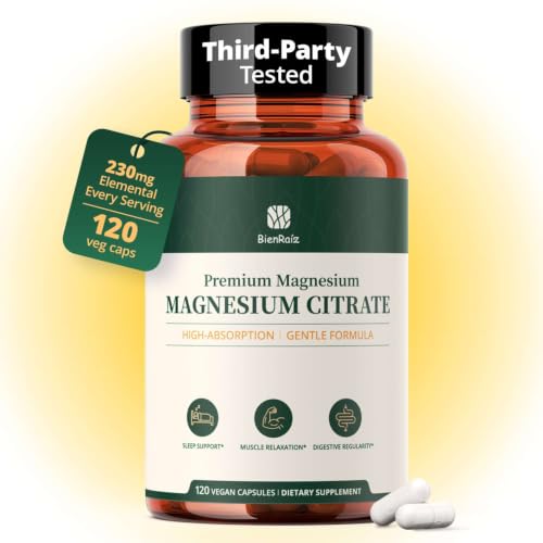 BienRaíz Magnesium Citrate 230mg Elemental for Calm & Comfort, 120 Capsules - image 1