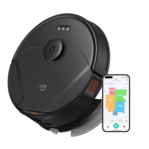 eufy Aspirateur Robot Clean X8 Pro, Aspiration puissante Twin-Turbine™ 2 × 4 000 Pa, Brosse à Rouleau Active Detangling™ et Navigation Laser iPath™ pour éliminer Les Poils d'animaux sur Les Tapis