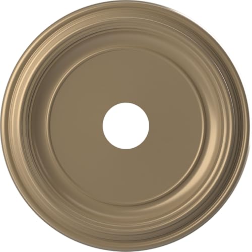 Ekena Millwork 19"OD x 3 1/2"ID x 1 1/2"P Traditional Thermoformed PVC Ceiling Medallion (Fits Canopies up to 11 1/2"), Universal Metallic Champagne Mist