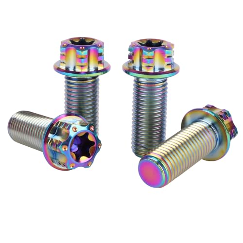 Image of 4Pcs Titanium Bolt Flange Torx Head M8 M10 x 20 25 30mm Screw Bolt for Motorcycle Car Modifications (Rainbow, M10x25mm Pitch 1.25)