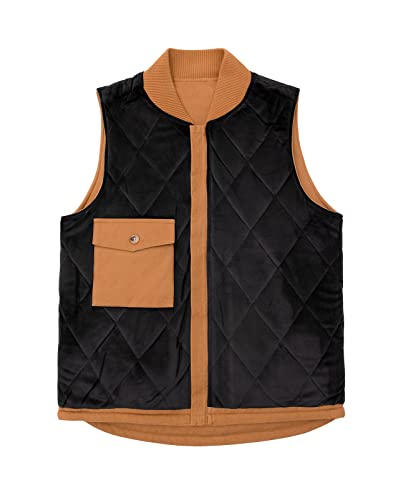 Image of ZENTHACE Mens Quilted Lined Duck Canvas Work Vest,Brass Zip Up