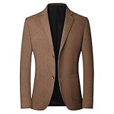 Blazer de Tweed Moderno para Hombre, para Oficina, Informal, Deportivo, Estilo británico, Ligero, Color marrón Oscuro, Talla XL