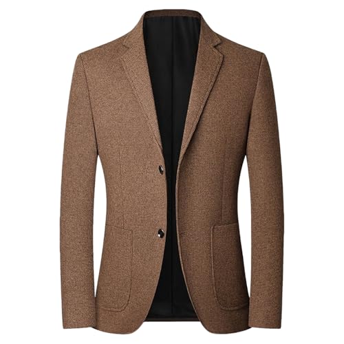 Chaqueta Blazer de Tweed para Hombre, Primavera y otoño, Traje Informal, Chaqueta Deportiva británica, de Trabajo Diario, marrón Oscuro, Grande