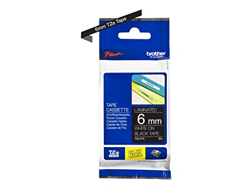 BROTHER Labelling Tape, White on Black, 6 mm
