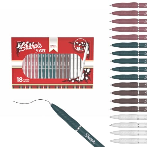 Image of Sharpie S-Gel Pens, Special Edition Gift Pack, Assorted Barrel Colors, Medium Point (0.7mm), Black Ink, 18 Count