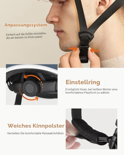 Findway Fahrradhelm für Herren und Damen mit Kinnpolster, Fahrrad Helm Erwachsene mit 14 Belüftungskanäle Cityhelm… – Ansicht 6