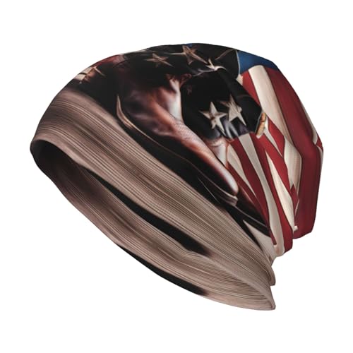 YYHWHJDE American Flag with Cowboy Boots Printed Adult Fashion Knitted Hat - Soft, Comfortable, and Breathable for Men and Women Black