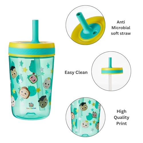 HOX Kelso Children's Water Bottle with Soft Sipper Straw, 443ml, BPA-Free, Leak-Proof, Durable & Portable for Kids, Cocomelon - Image 2