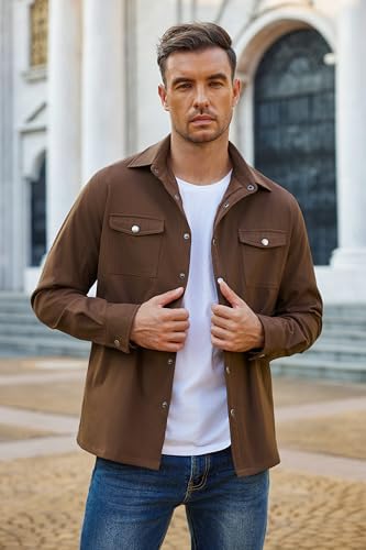 COOFANDY Men's Casual Lightweight Shirt Jacket Work Shacket