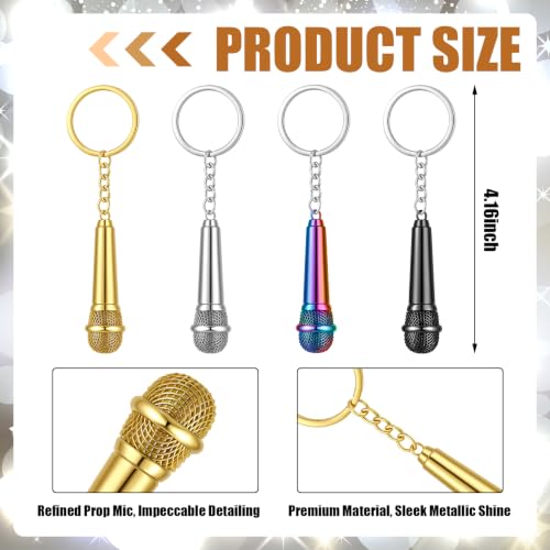 Image of Sureio Mini Microphone Music Keychain Retro Sound Pendant Keyring Charm Microphone Music Key Chain for Singer Gift