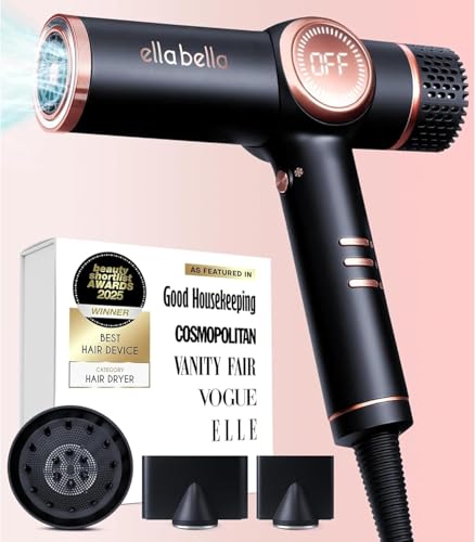 ELLA BELLA® Professional Ionic Hair Dryer with Diffuser • Negative Ion Blow Dryer • Suitable...