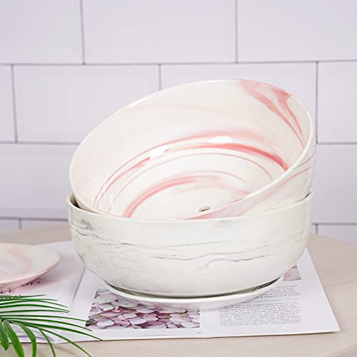 Fengson 8In Grey Marble Pattern Large Round Succulent Planter Pot Modern Flower Pot Indoor And Outdoor Planter With Marble Tray And Drainage Holes (Grey) #TOP4