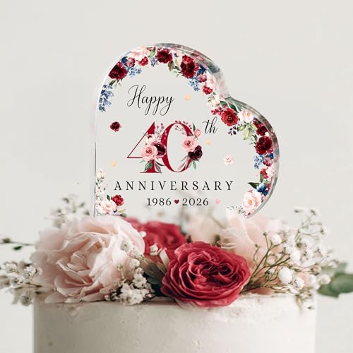 40th Wedding Anniversary Acrylic Cake Topper 40 th Anniversary Decorations 40 Wedding Topper 40 Years Of Married Gifts (40th Anniversary Cake Topper 2026)