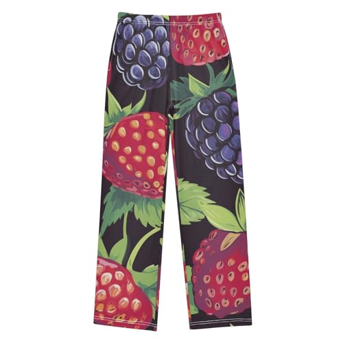 ZZXXB Berry Strawberry Boys Long Pants Soft Trousers Elastic Waist Kids Lounge Bottoms with Pockets S-XL