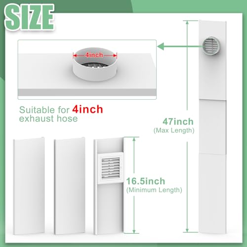 Memrita Dryer Vent Window Kit for 4" Diameter Dryer Vent Hose,Adjustable Window Vent Kit for Sliding and Hung Windows,Window Seal Plates Kit with Louvered Outdoor Vent Cover by Memrita - Image 2