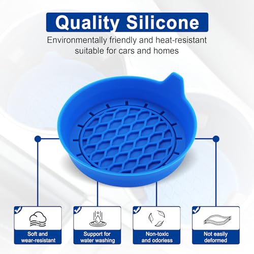 Image of SINGARO Car Cup Holder Coaster, Silicone Cup Holder Insert, Universal Non-Slip Cup Holders, Car Accessories Interior for Women and Man 4 Pack Blue