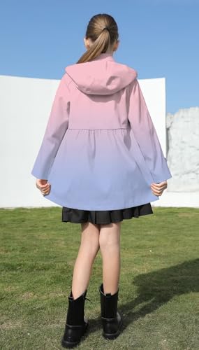 Image of Cromoncent Girl's Rain Jackets Waterproof Hoodie Trench Coat Cute Dress Coat Outerwear, 3-12 Years