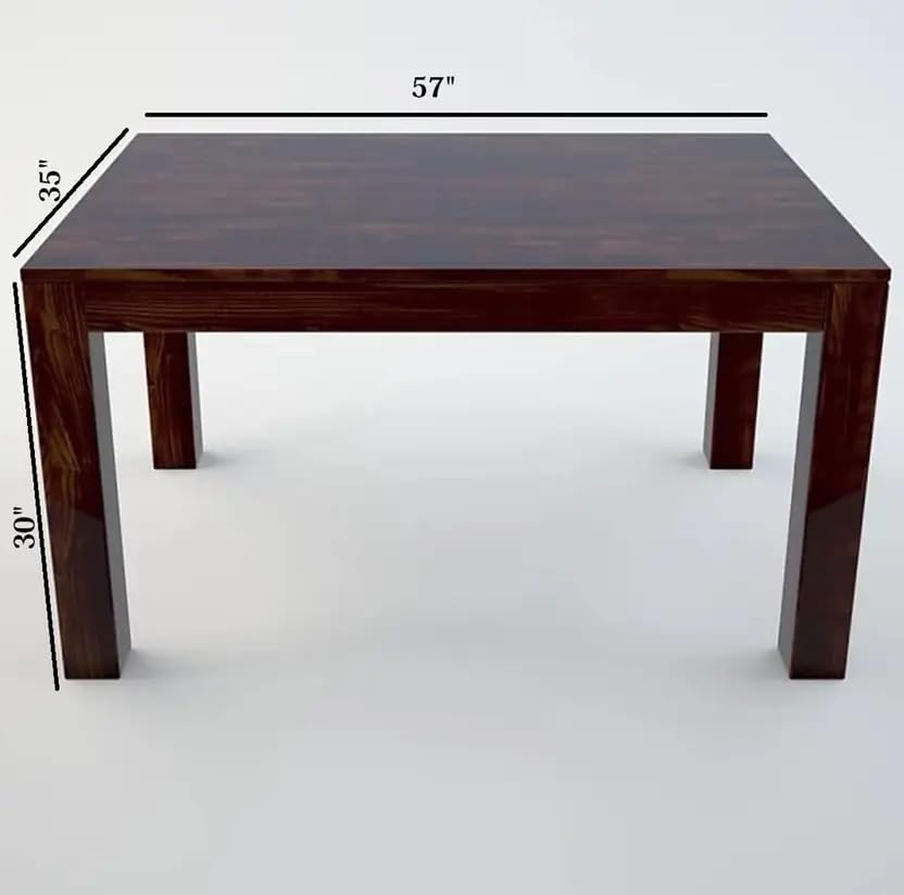 Image of RECTART Solid Wood Dining Table Set with Chairs for Living Room Home | Wooden Dining Room Sets Furniture for Hotels and Restaurants | (Walnut Finish, 6 Seater-A)
