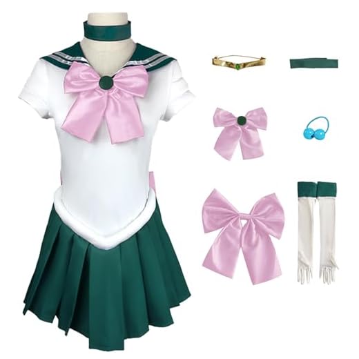 AYIMEIS Mujer Disfraz de Kino Makoto Completo Anime Sailor Luna Cosplay Costume Sailor Jupiter Uniforme Marinero Japonés Navidad Halloween Carnaval Cosplay Fiesta Traje para Adulto S-3XL