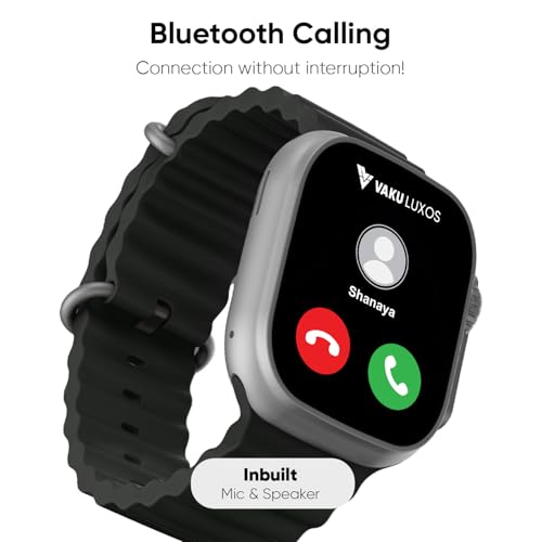 Image of Vaku Luxos Advanced Bluetooth Calling Smartwatch with 1.99 inch HD Display Heart Rate & ECG Monitor, Unlimited Watch Faces 10+ Sports Modes, Sleep Tracker, Silicone Strap- Black