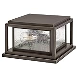 Hinkley Republic Outdoor Small Pier Mount Lantern - Clear Seedy Glass, Coastal Finish - Oil Rubbed Bronze Finish