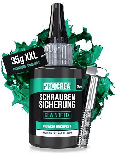 PROCREA® Schraubensicherung (35 g) 'Gewinde Fix' hochfest [24 Monate Haltbarkeit & Anti-Austrocknungs-Spitze] Hitzebeständiger Schraubensicherungslack und Schraubenkleber in bester Profi-Qualität