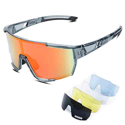 Yoozee Polarized Cycling Glasses Sports Sunglasses With 5 Interchangeable Lenses For Men Women,Uv400 Protection And Tr90 Lightweight Unbreakable Frame,For Baseball Running Driving Fishing Mtb Ski Bike #TOP4