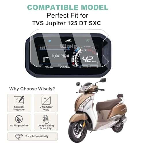Image of Wisely Premium Screen Guard for New TVS JUPITER 125 DT SXC 2025 Scooter TFT Display Digital Meter Protector Instrument Cluster Accessory, Easy installation kit, HD Clear, Full Cover