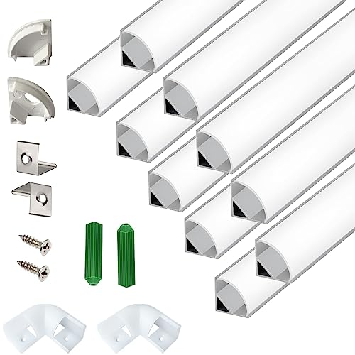 THMOOTHER V Shape 6.6FT 200CM LED Strip Aluminum Channel Diffuser, 10-Pack 16x16MM Anodized Silver...