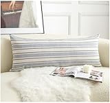 Cethom Decorative Boho Lumbar Pillow Covers, Modern Farmhouse Couch Pillowcase, 14 x 36 Long Accent Body Throw Pillow Covers, Sofa Bed Living Room Decor Cushion Case, Blue and Beige, Pack of 1