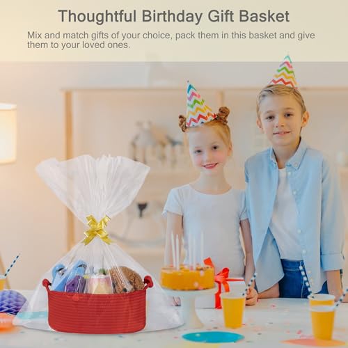 Image of Small Empty Gift Basket with Bag & Ribbons, Red