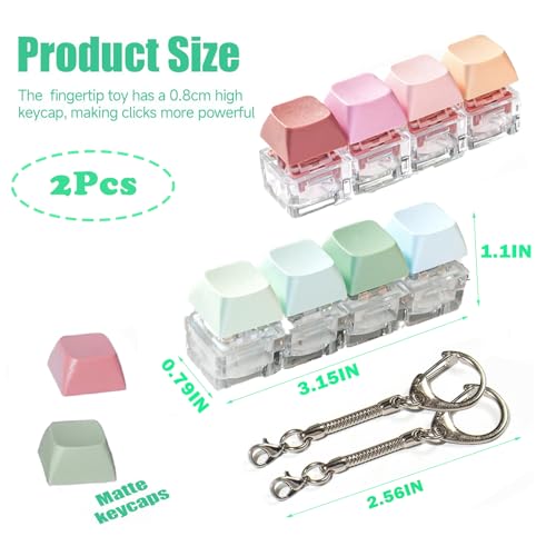 Image of Keyboard Fidget Toy, Four Key Mechanical Style Keychain with Snake Chain, Stress Relief Gadget for Office Workers and Students, Portable Anxiety Relief Tool for Commuting and Gaming