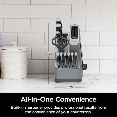 Ninja K32012 Foodi NeverDull Premium Knife System, 12 Piece Knife Block Set with Built-in Sharpener, German Stainless Steel Knives, Black - 5