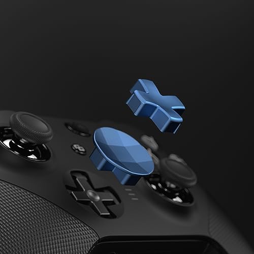 Image of eXtremeRate 2Pcs Metalic Neptune Blue Magnetic Stainless Steel D-Pads, for Xbox Elite 1 /2, Replacement Parts Directional Pad Button Kits for Xbox One Elite & Xbox One Elite Series 2 Controller