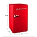 Frigidaire Retro Compact Refrigerator with Chiller, 3.2 cu ft Countertop Fridge, Built-In Bottle Opener, Rounded Corners, Premium, for Office, Bedroom, Dorm Room, Cabin, 18.5D x 20W x 31.5H (Red)