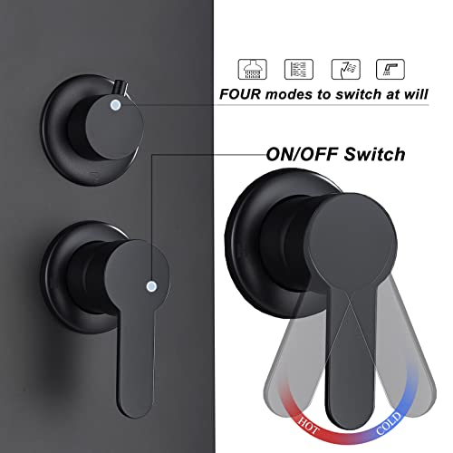 𝗙𝗖𝗢𝗧𝗘𝗘𝗨 𝗦𝗵𝗼𝘄𝗲𝗿 𝗣𝗮𝗻𝗲𝗹 𝗧𝗼𝘄𝗲𝗿 𝗦𝘆𝘀𝘁𝗲𝗺 Shower Panel With Led Full Body Shower System Rain Shower Head 3-Setting Handheld Spray Luxury Shower Tower Stainless Steel Black #TOP6