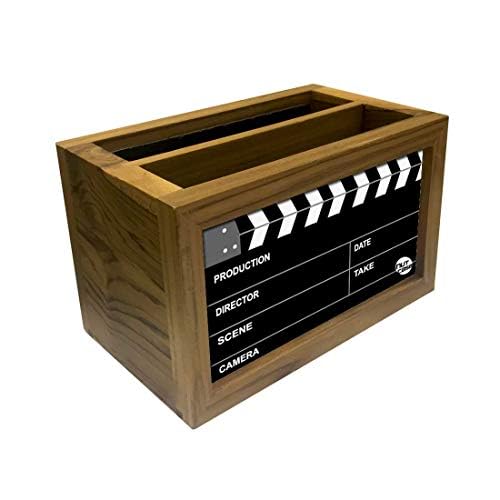 Image of Nutcase Wooden Remote Stand | Teak Wood Remote Holder For Living Room, Bedroom, Tv And Ac | Stationary Organizer | Ideal For Home & Office - Filmy Design - 6x4 Inches (MADE-IN-INDIA), Black