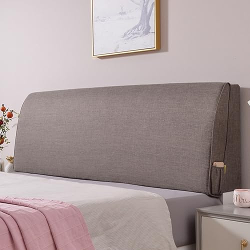 Housse de tête de lit en coton-lin extensible pour lit simple ou double
