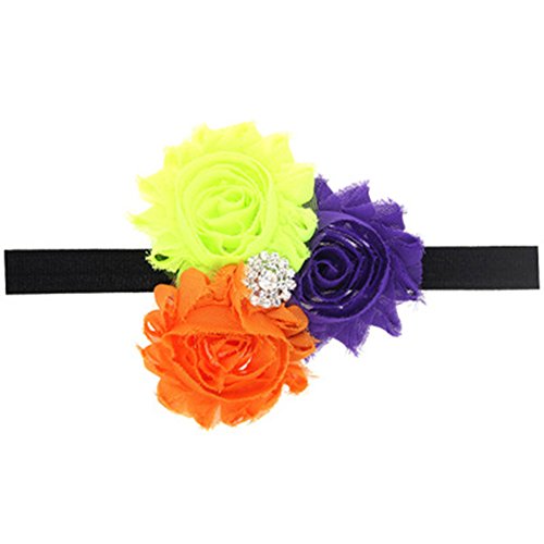 ZOONAI Baby Girl Newborn Halloween Flower Headband Infant Toddler Elastic Photography Headwear (Flower Purple)