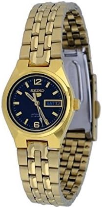 Seiko SYMK38K1 Wristwatch, Seiko 5 Gold Tone Stainless Steel Case and Bracelet, Black Dial Day and Date, Made in Japan, Automatic